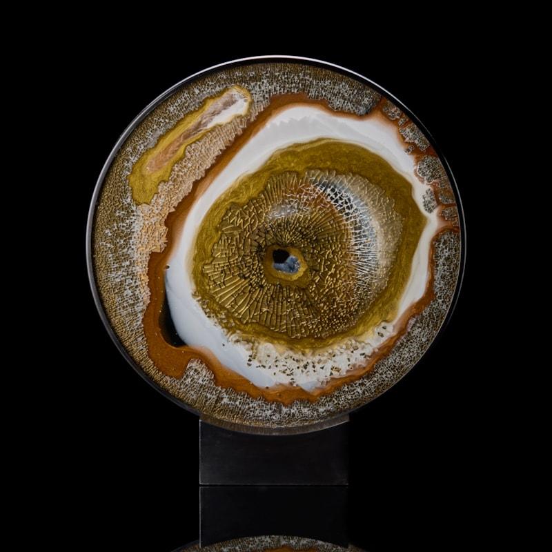 Contemporary Eye of Equanimity II, gold, white & grey glass artwork by Yorgos Papadopoulos For Sale