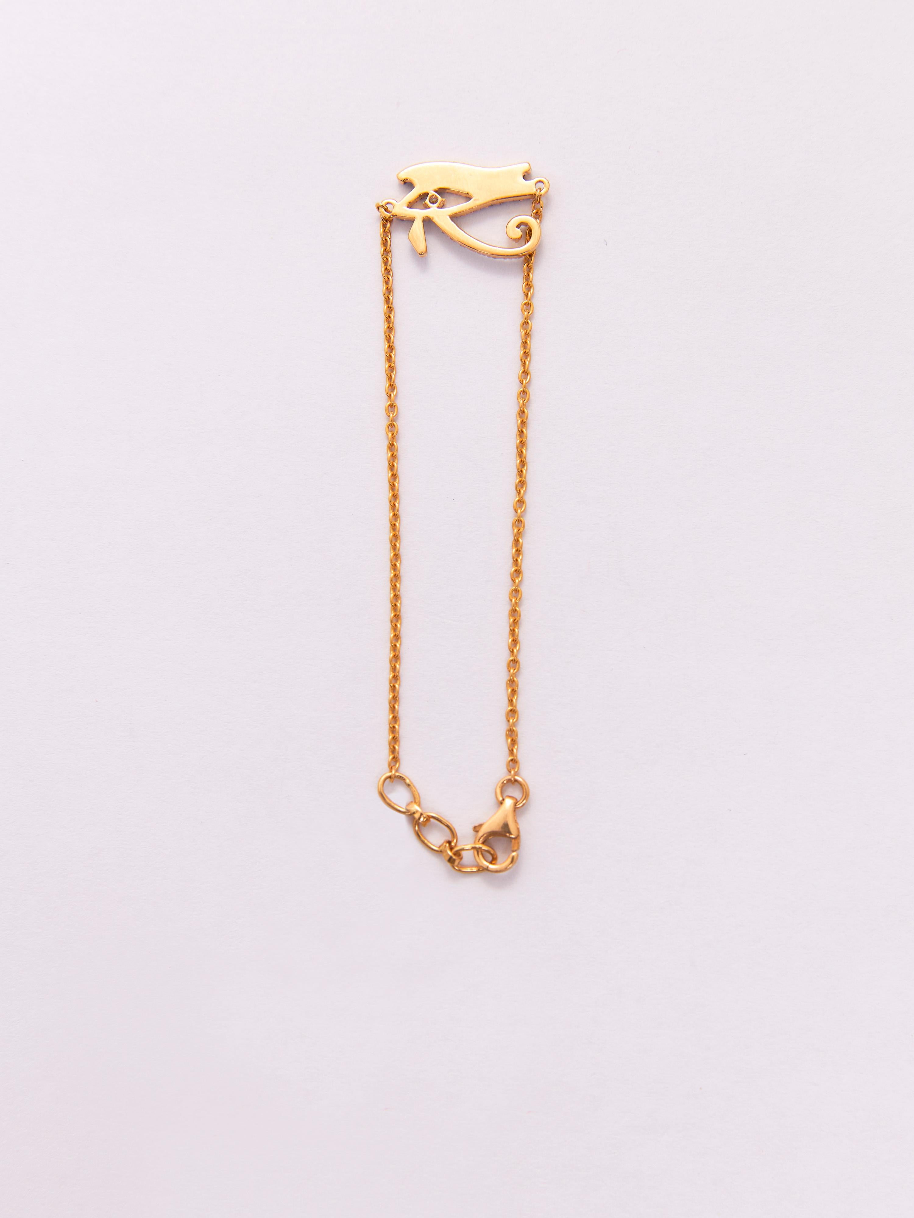 Pulsera Ojo de Horus en oro de 18 quilates y diamantes Corte redondo en venta