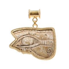 Eye of Horus Pendant w 21K Rope Trim & Bail