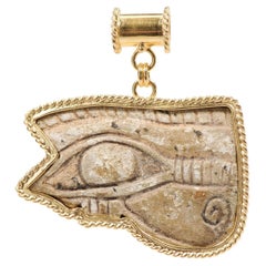 Eye of Horus Pendant w 21K Rope Trim & Bail
