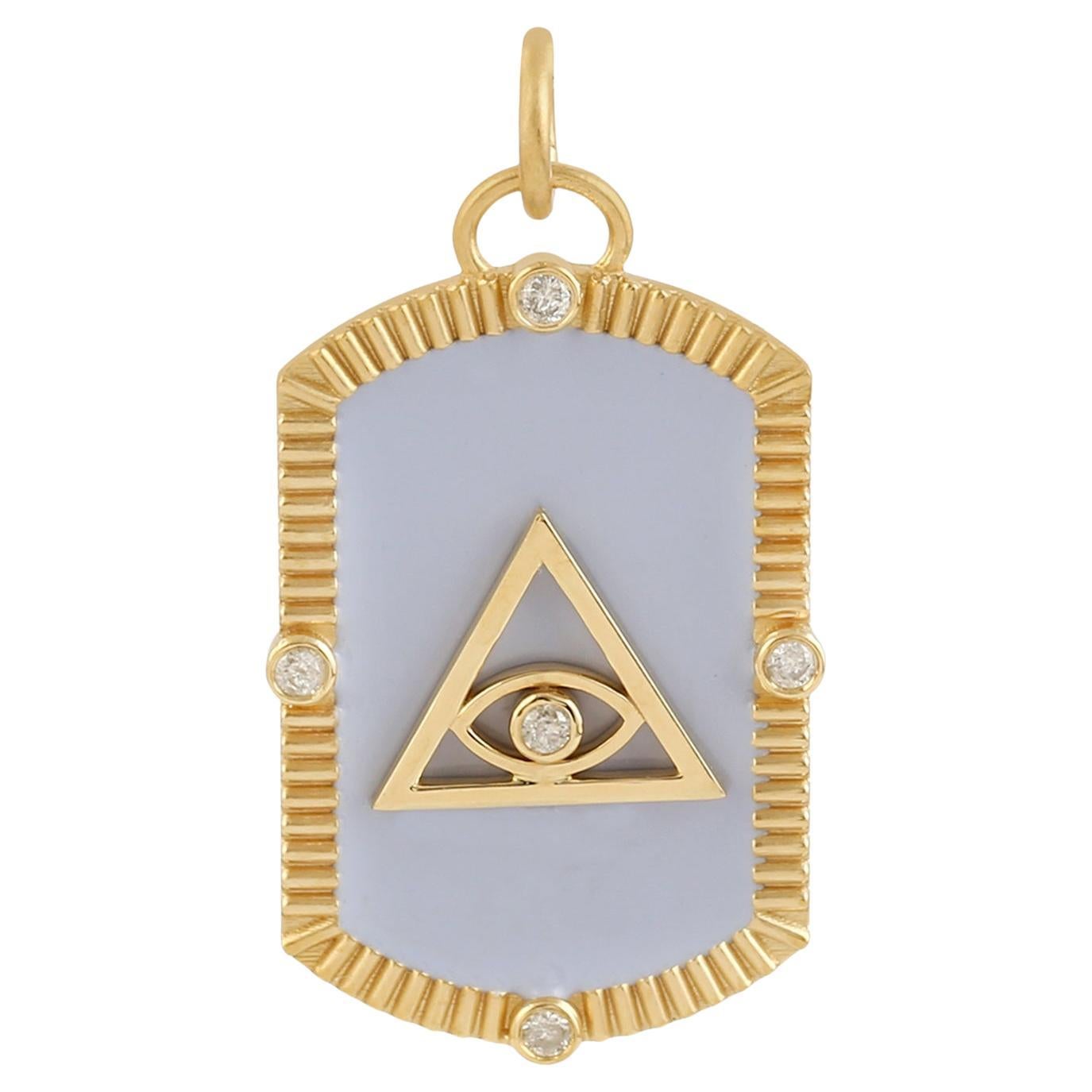 Eye of Horus Pendant With Diamonds Made In 14k Yellow Gold