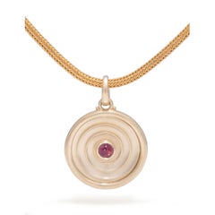 Eye of Horus Spiral Pendant Necklace with Pink Tourmaline