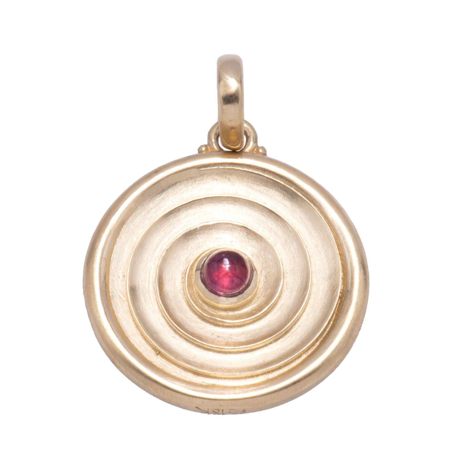 Contemporary Eye of Horus Spiral Pendant Necklace with Pink Tourmaline For Sale