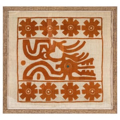 “Eye of the Dragon” 1930s-1940s Eastern European Hand-Stitched Applique Panel