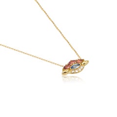 Colgante Ojo de Piedras de Colores en Oro Amarillo de 18 Kilates