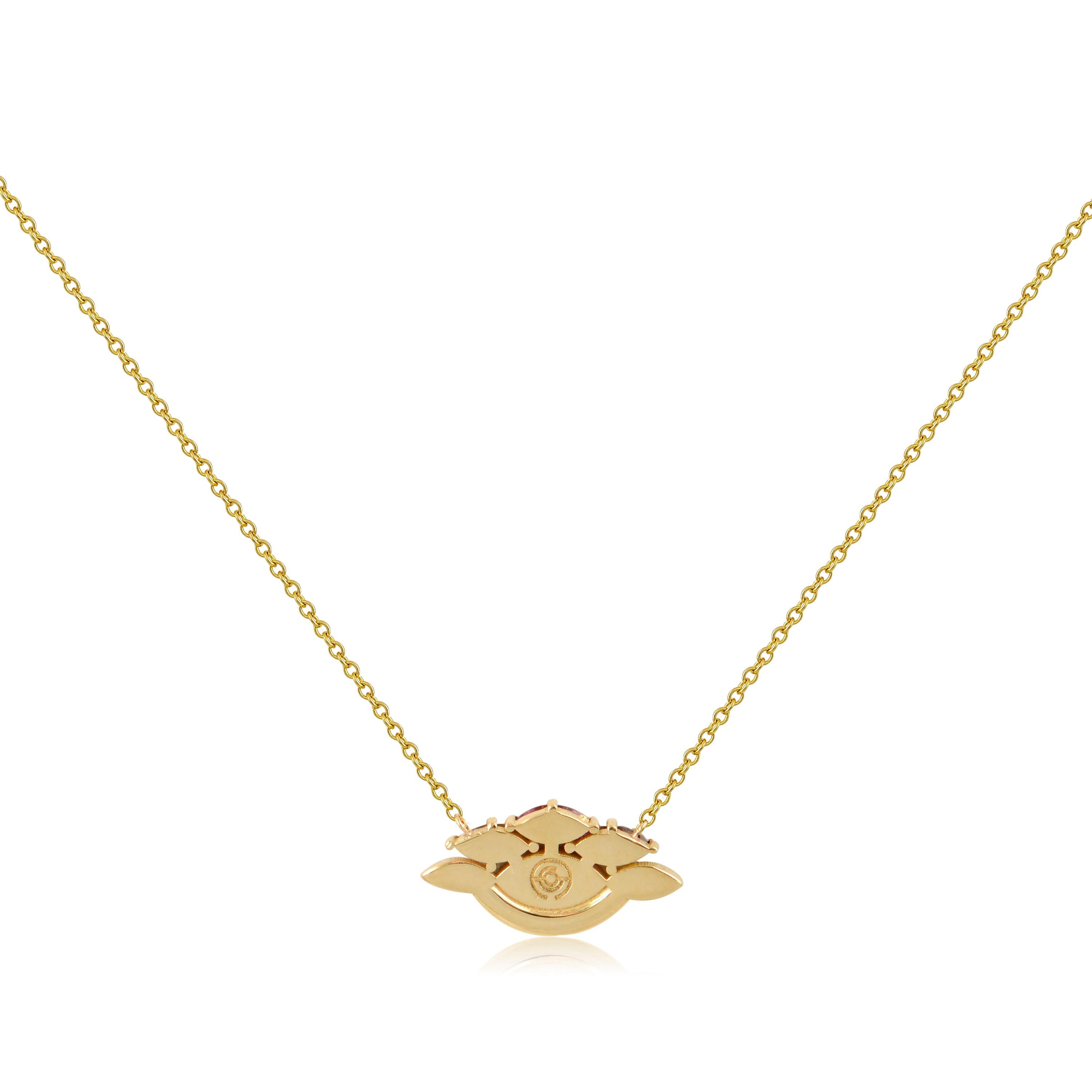 Contemporary Colorful Stones Eye Pendant in 18 Karat Yellow Gold For Sale
