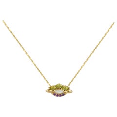 Colorful Stones Eye Pendant in 18 Karat Yellow Gold
