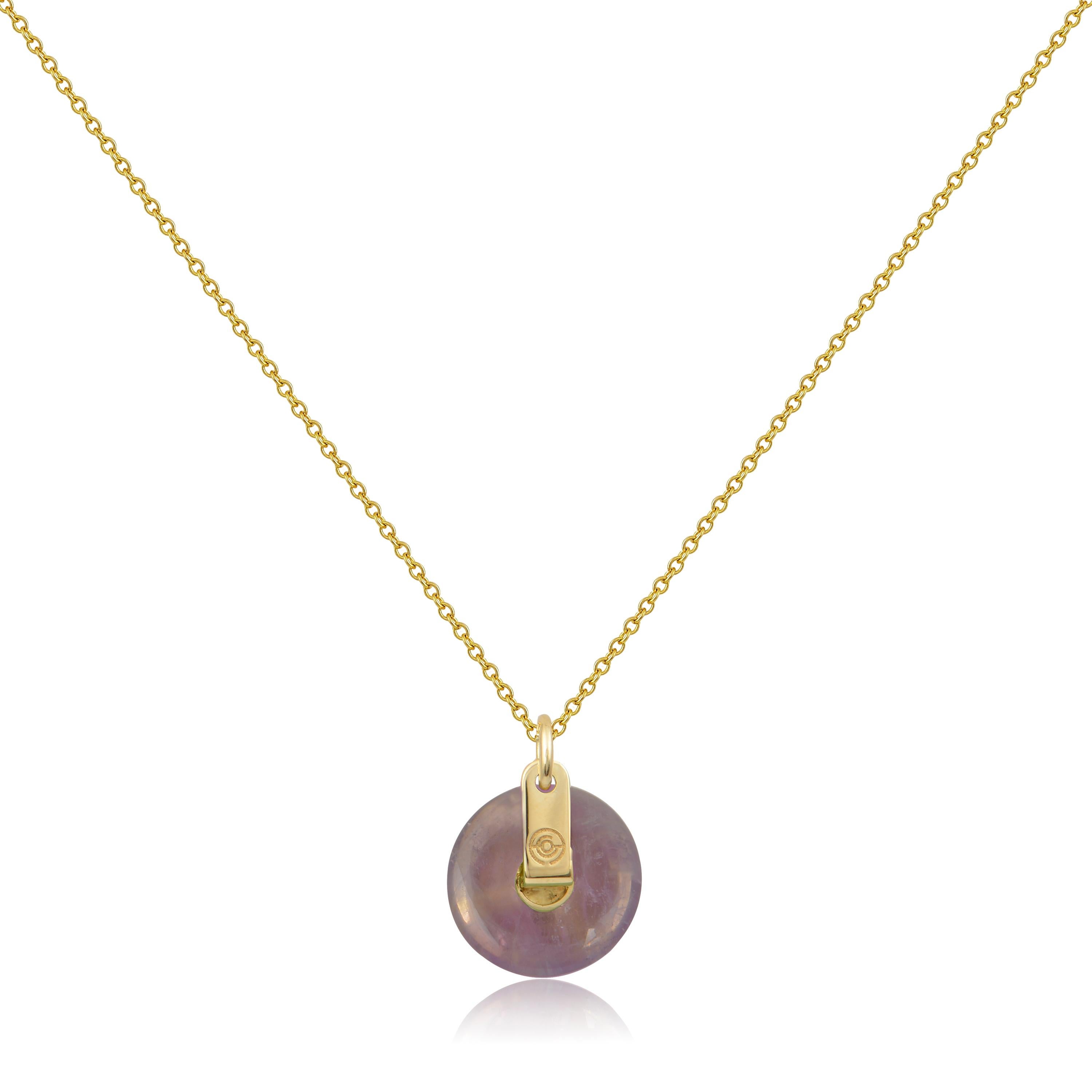 Taille ronde Pendentif œil en or jaune 18Kt avec diamants et améthystes en vente