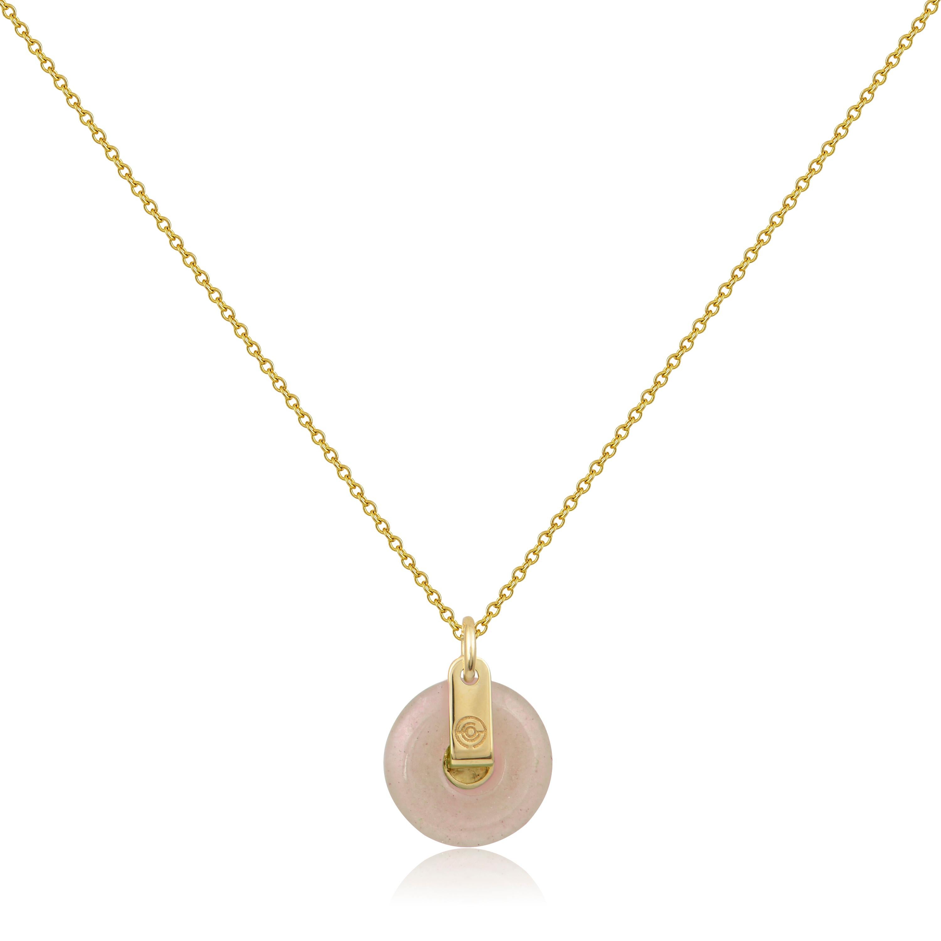 Contemporain Pendentif œil en or jaune 18Kt avec diamants, saphirs roses et quartz rose en vente
