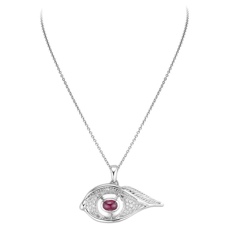 Eye Pendant Necklace with Ruby For Sale