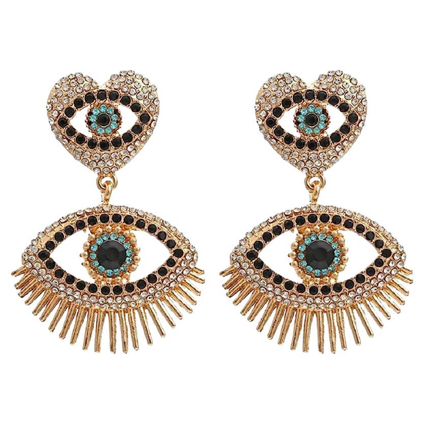Chandelier Diamond 14K Yellow Gold Eye Drop Earrings