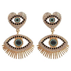 Chandelier Diamond 14K Yellow Gold Eye Drop Earrings