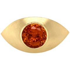 Georg Spreng - Eye Ring 18 Karat Yellow Gold with Round Natural Orange Citrine