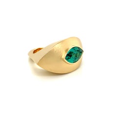 Georg Spreng - Eye Ring 18K Yellow Gold Marquis Natural Blue Green Tourmaline