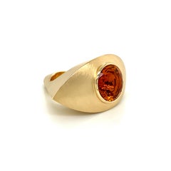 Georg Spreng - Eye Ring 18 Karat Yellow Gold with Round Natural Orange Citrine