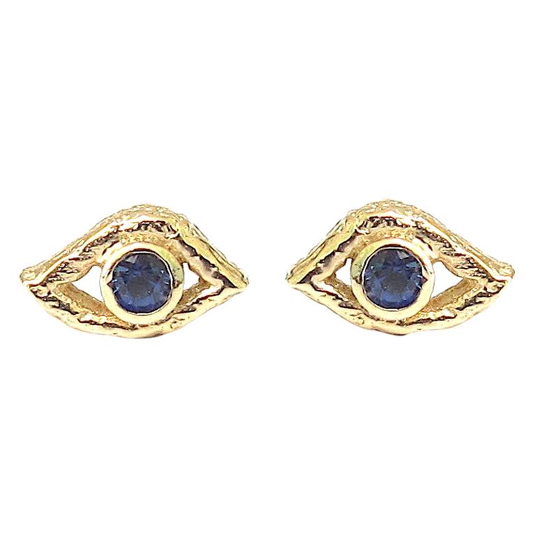 Jacqueline Rose Eye Sapphire Stud Earrings For Sale