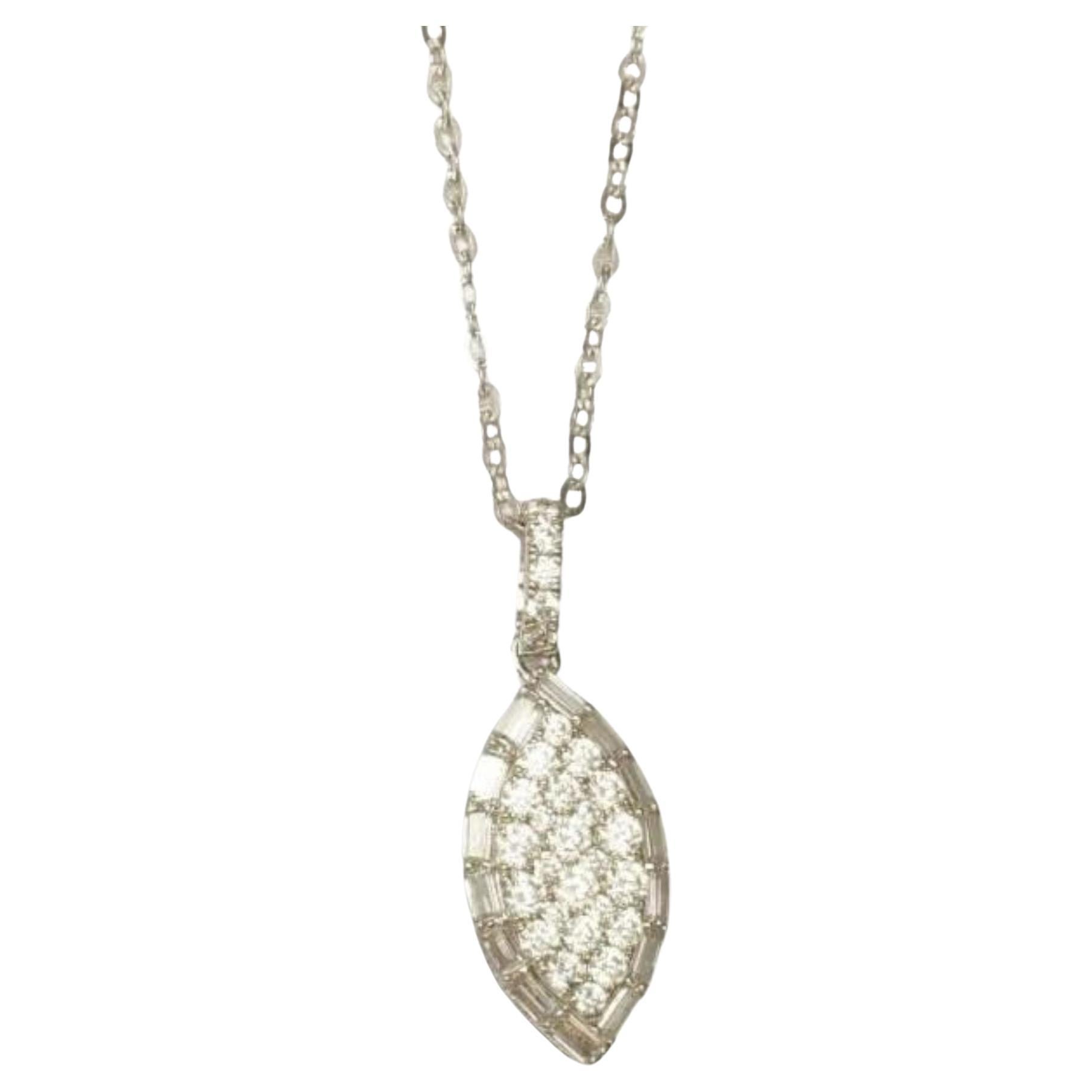 Eye Shape Diamond Pendant Necklace in 14K Solid Gold (Certified)