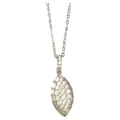 Eye Shape Diamond Pendant Necklace in 14K Solid Gold (Certified)