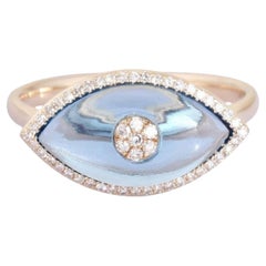Eye Shape Hydra 14K (or 18k upon request) Yellow Gold Diamond Signet Ring