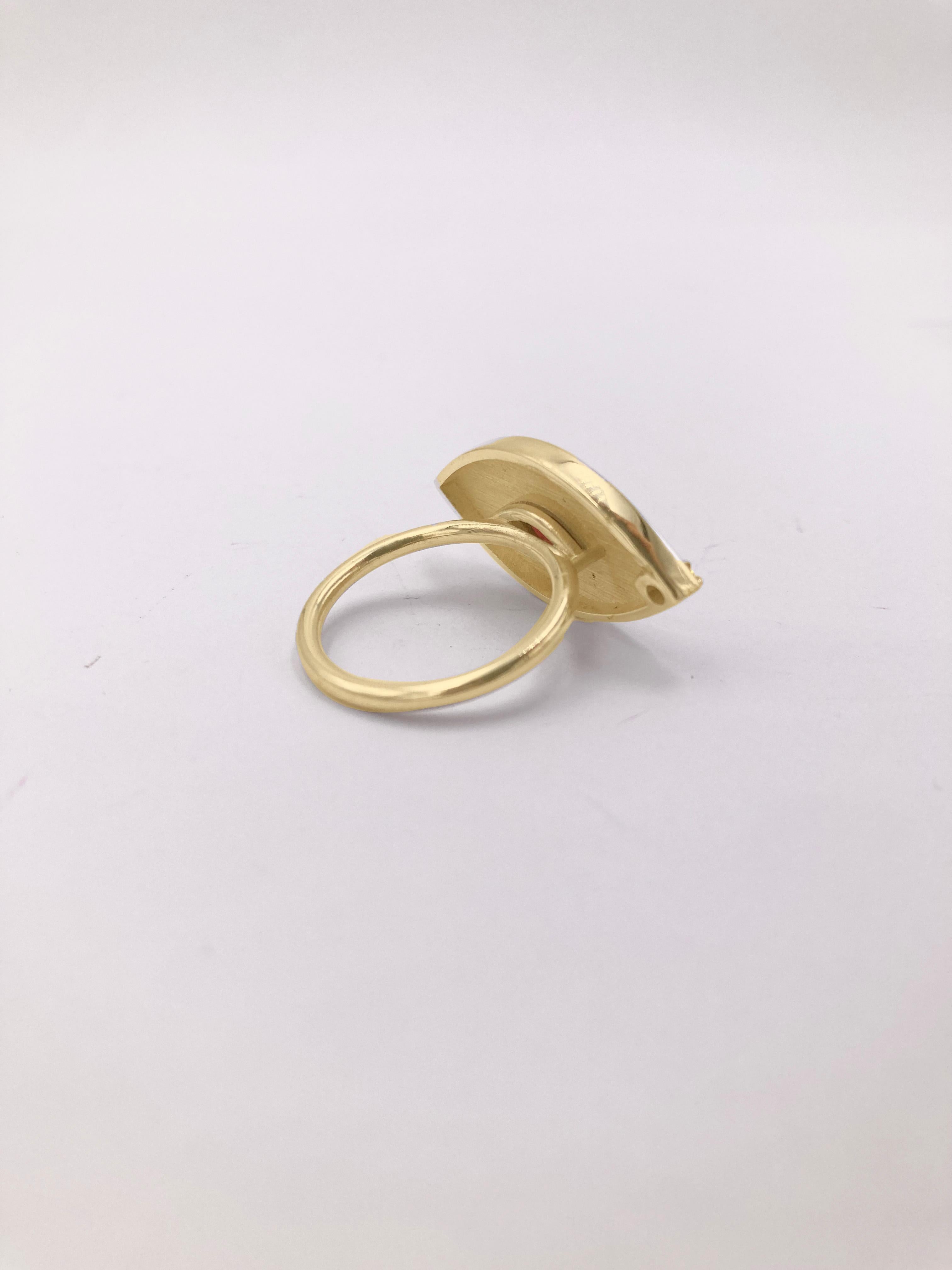 Marquise Cut Eye Shape Victorian Sigh 18K Yellow Gold Garnet Diamond Symbolist Ring For Sale