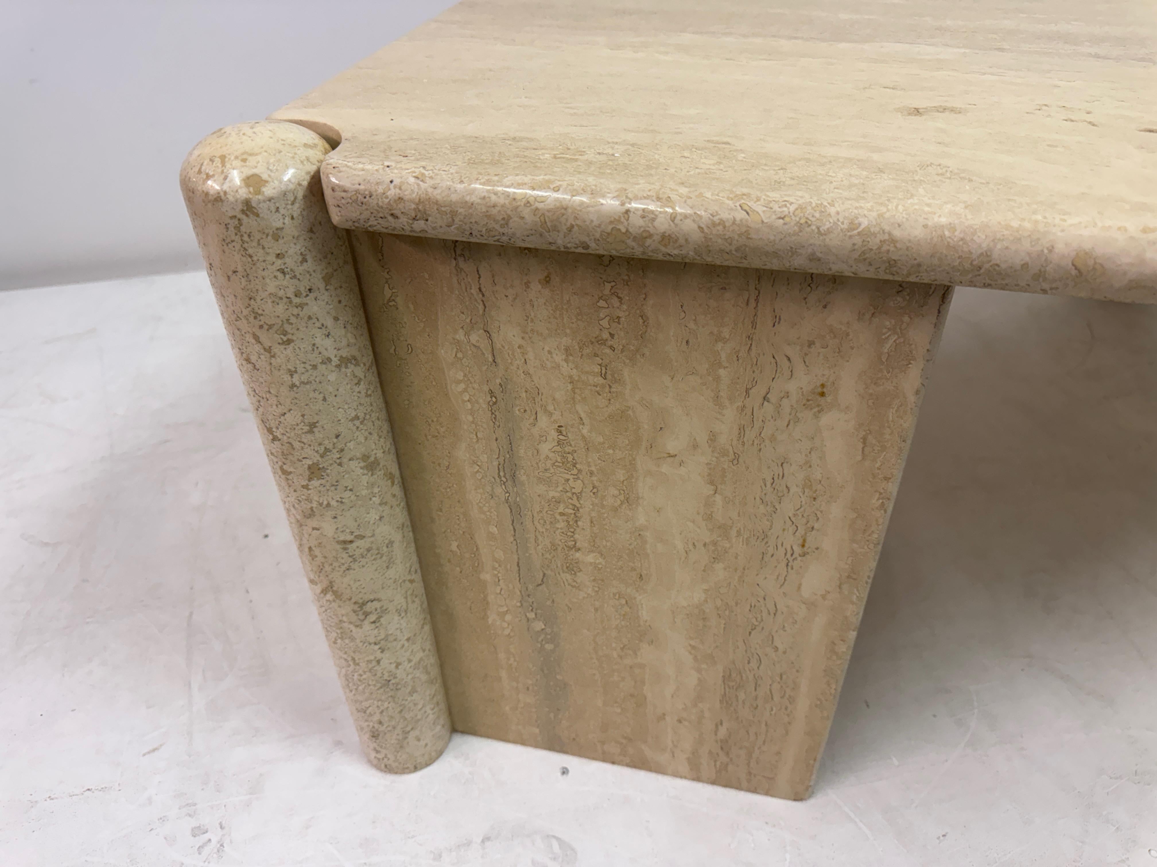 Eye-Shaped Travertine Coffee Table, 1980s For Sale 6