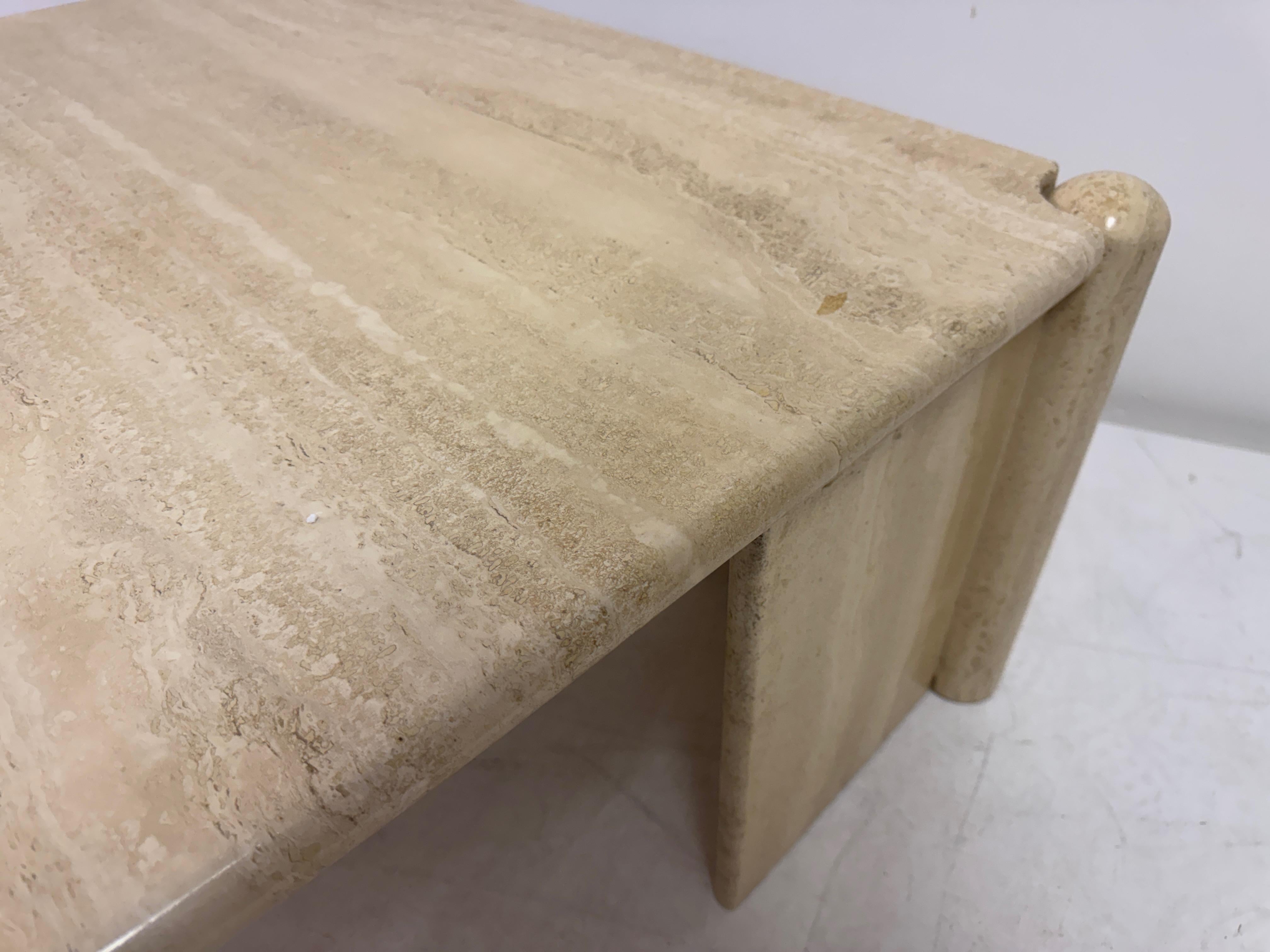 Eye-Shaped Travertine Coffee Table, 1980s For Sale 7