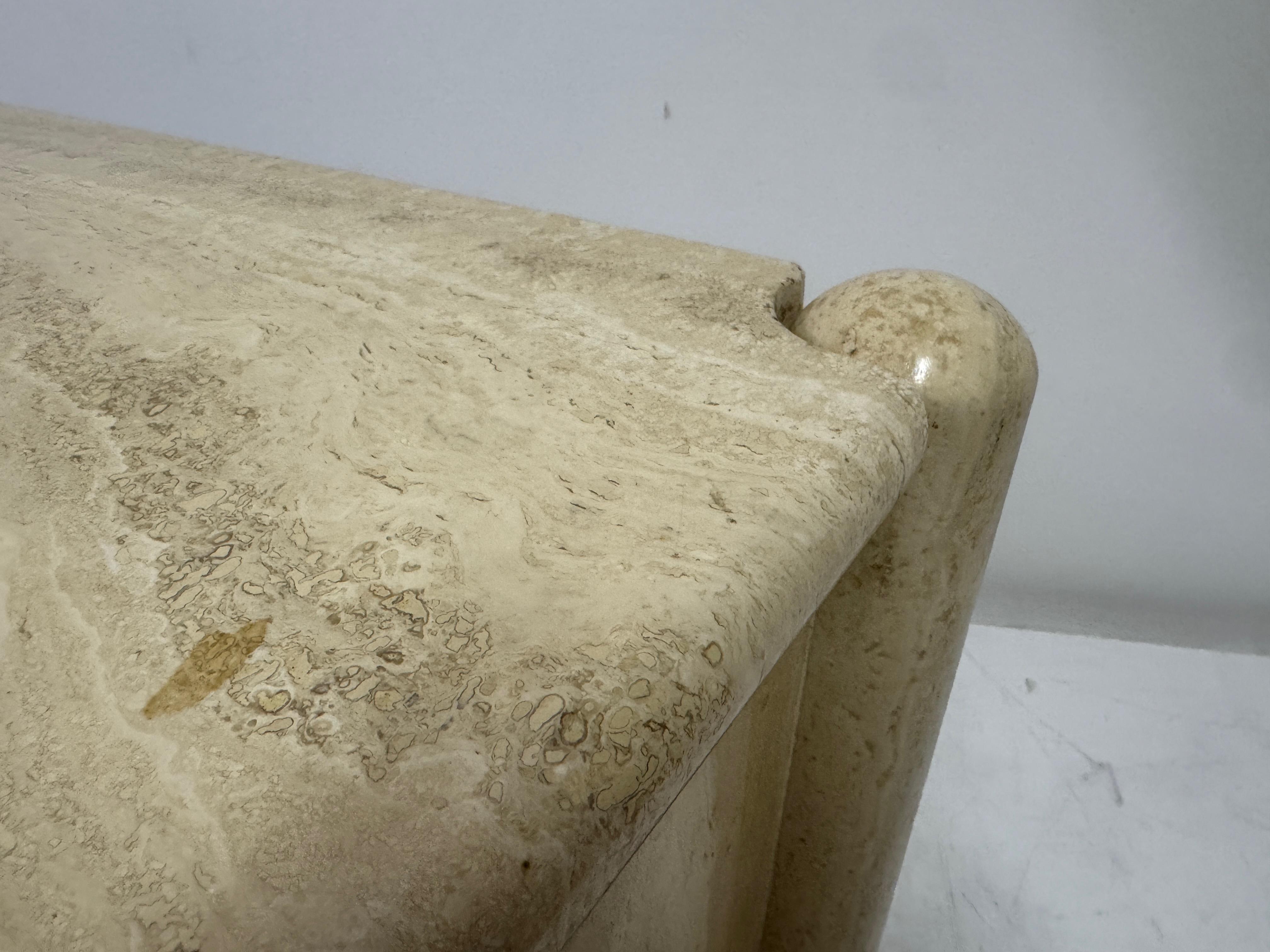 Eye-Shaped Travertine Coffee Table, 1980s For Sale 8