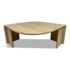 Eye-Shaped Travertine Coffee Table, 1980s