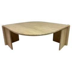 Eye-Shaped Travertine Coffee Table, 1980s