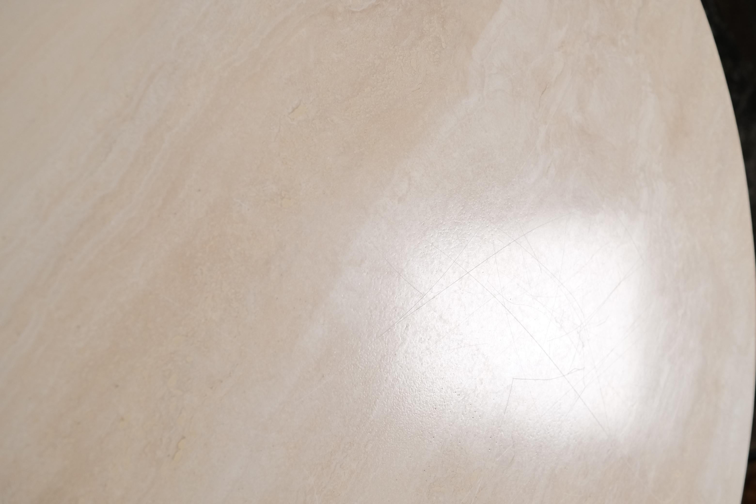 Eye-shaped travertine coffee table by Roche Bobois, France, 1980s For Sale 7
