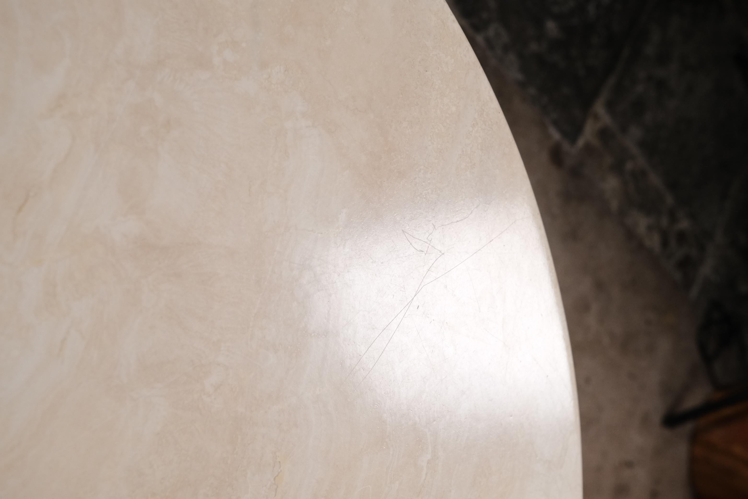 Eye-shaped travertine coffee table by Roche Bobois, France, 1980s For Sale 8