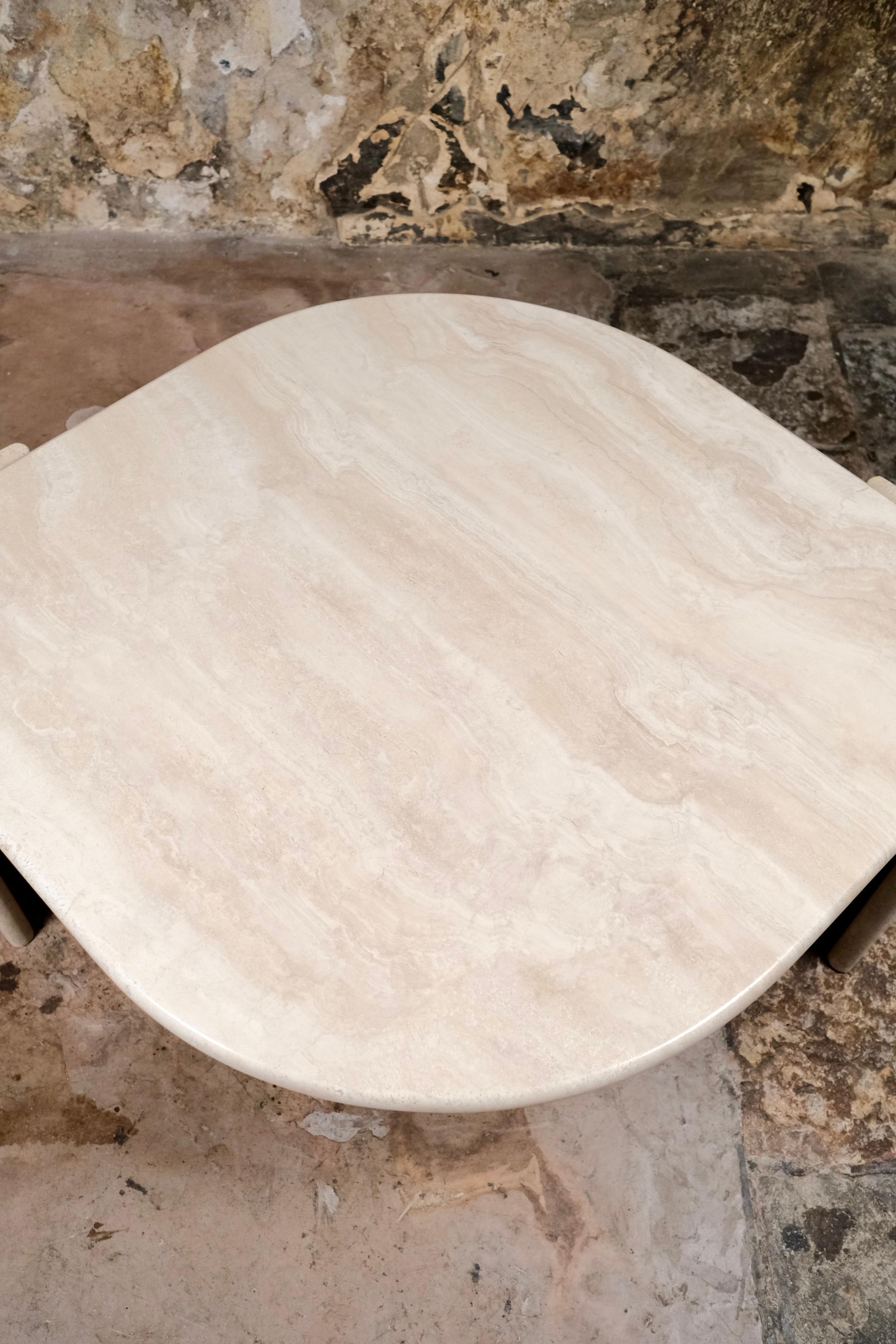 Eye-shaped travertine coffee table by Roche Bobois, France, 1980s For Sale 1