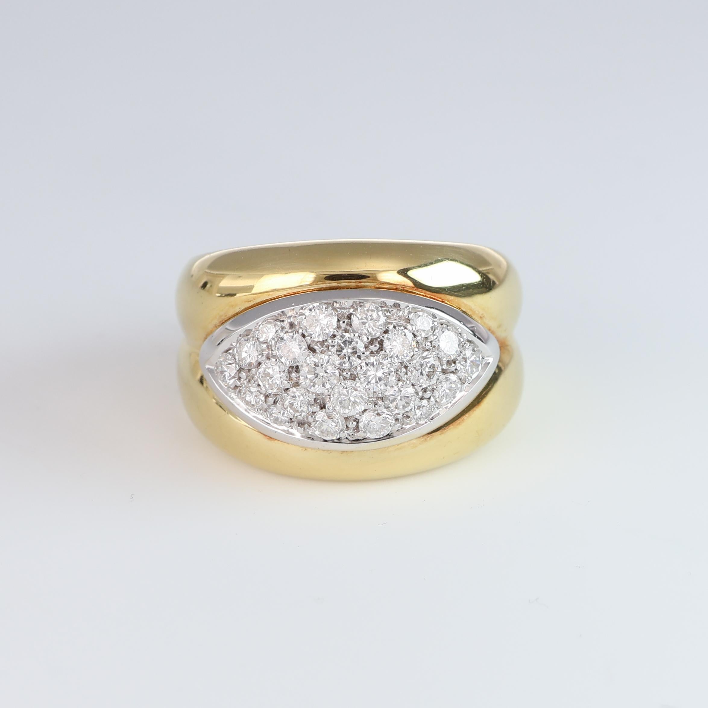 IMPORTANT NOTE:
✔ No additional costs will be added to this order.
✔ Shipping and customs duties are fully covered by us.
--------------------
This elegant 18kt yellow gold band ring is enhanced by a striking eye-shaped design in 18kt white gold at