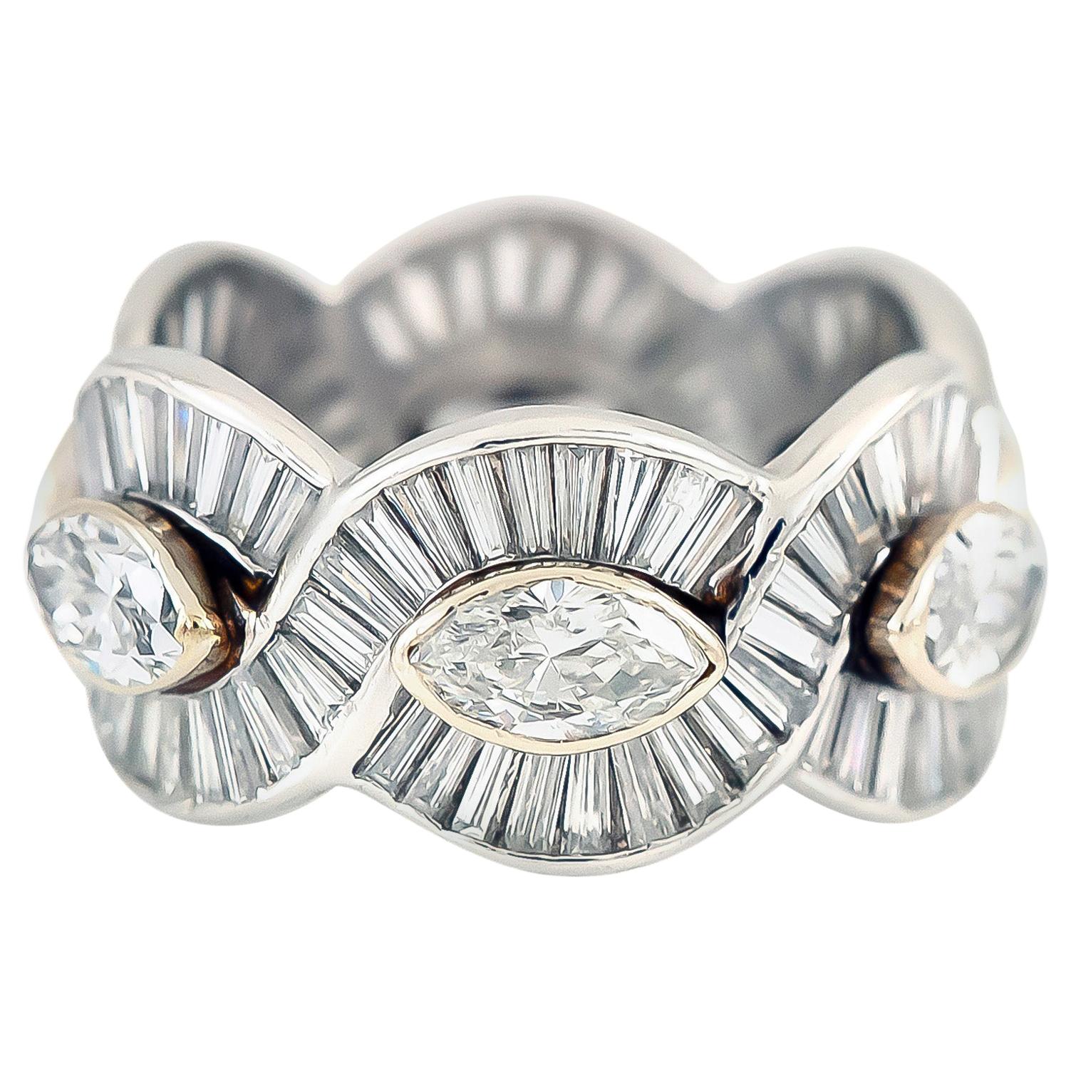 Eye Style Platinum with Diamonds Wedding Band