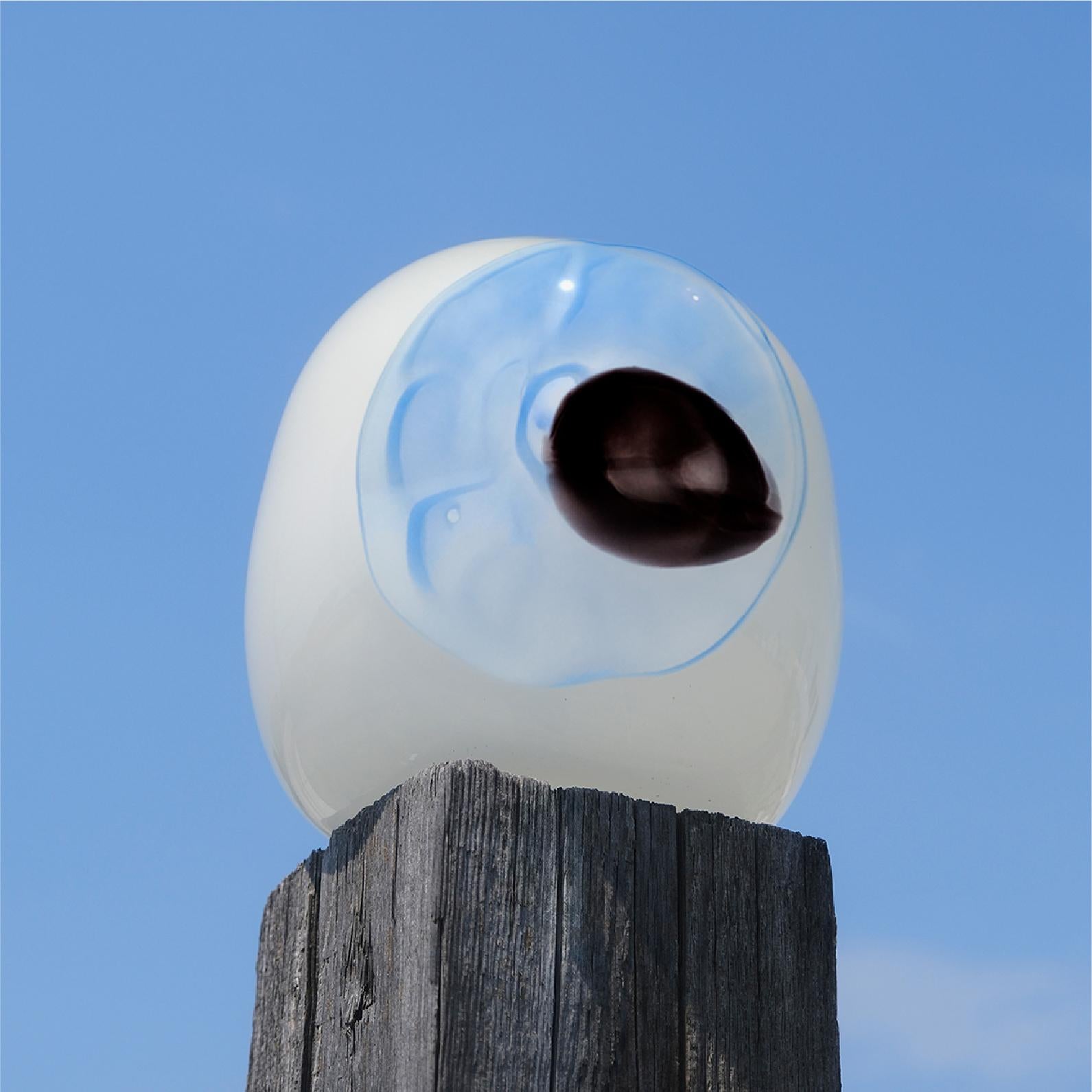 Hand-Crafted EYE Vase Big Blue: A Visionary Glass Sculpture by Ursula Futura For Sale