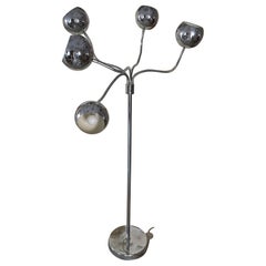 Lampadaire à bras articulés Eyeball en métal chromé, années 1980