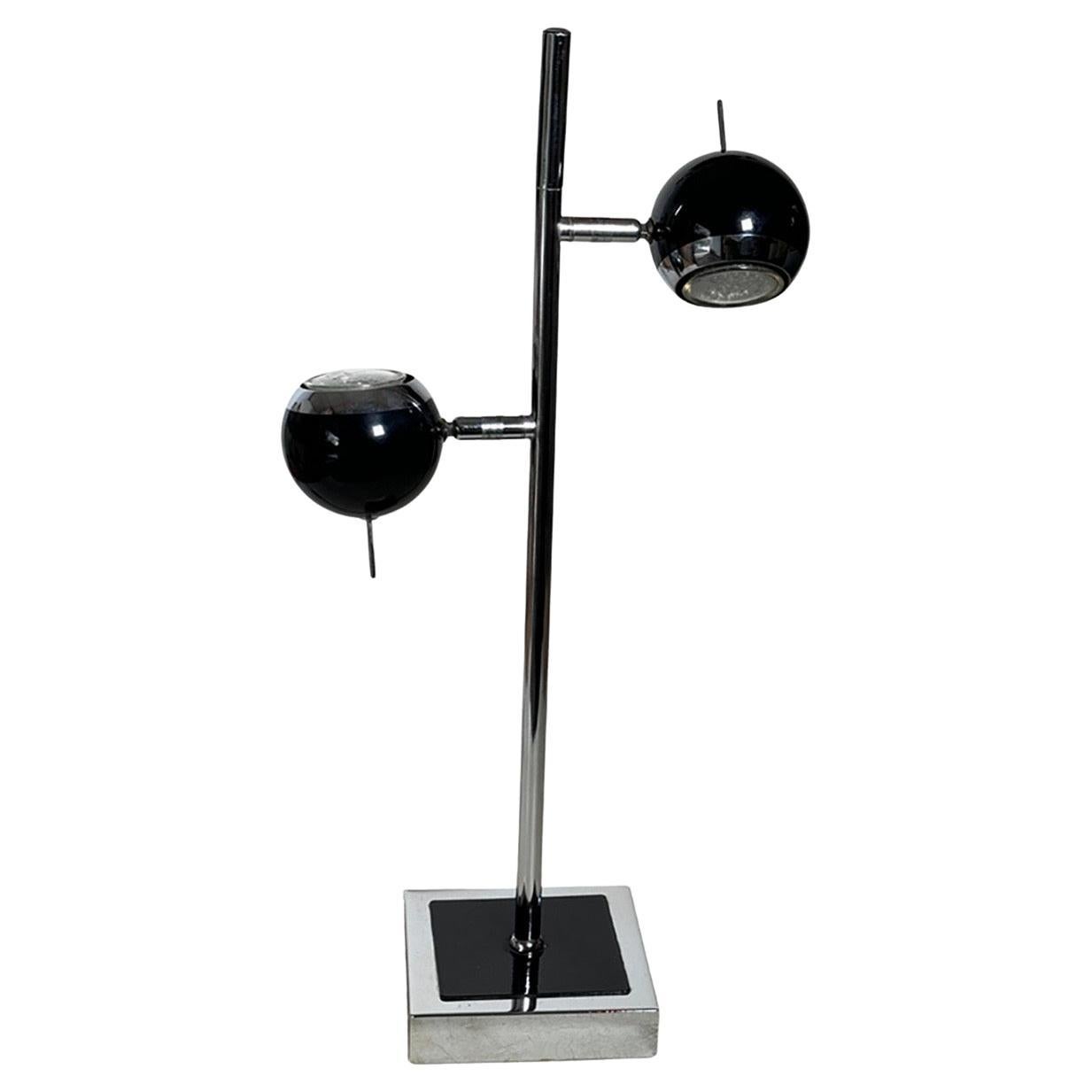  Eyeballs Table Lamp, 1980s Black and Siver Color France Removable globes