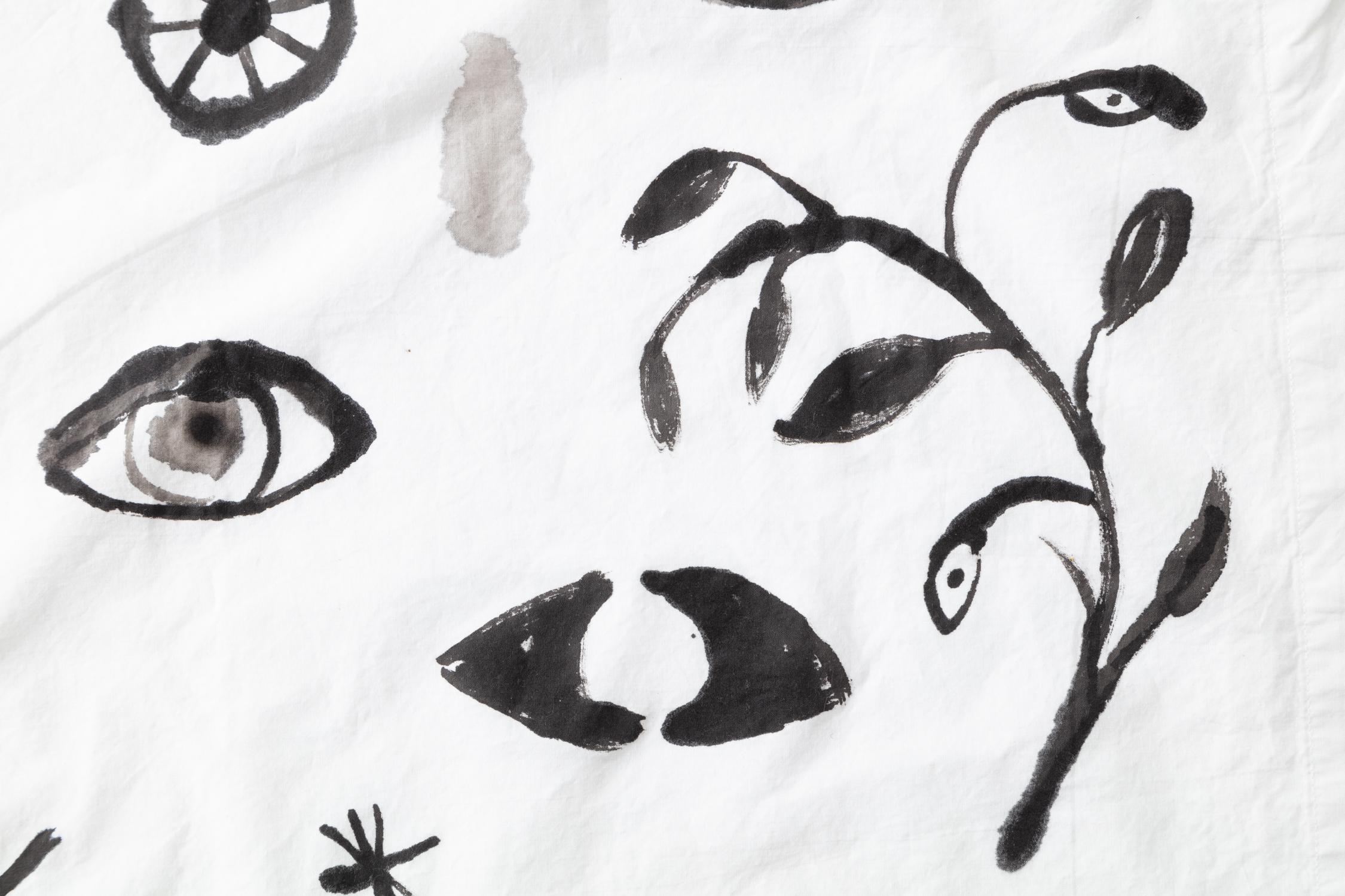 Eyes Hand-Painted Cotton Pillow Cases For Sale 3