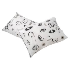 Ojos Fundas de almohada de algodón pintadas a mano