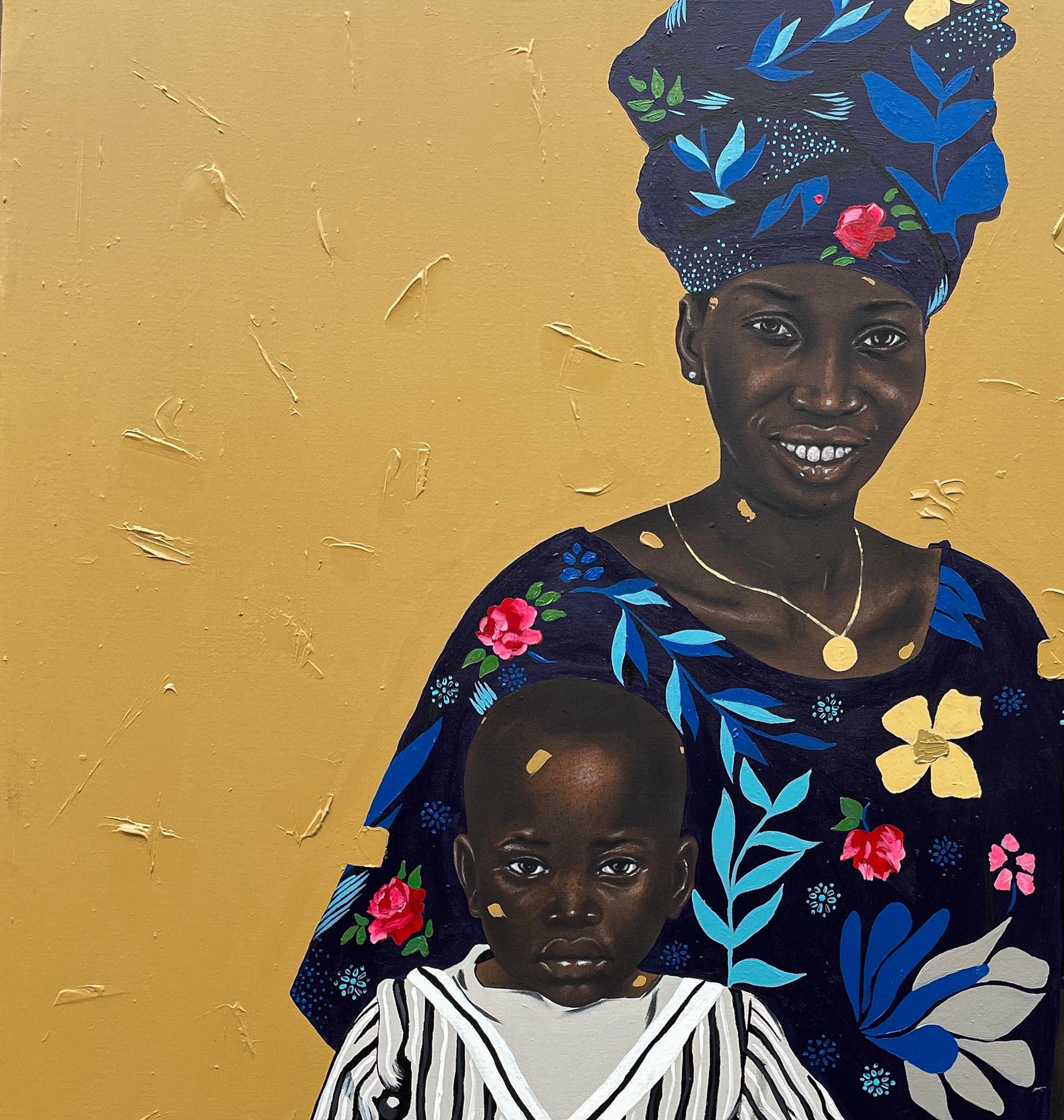 Mother and Child - Contemporary Mixed Media Art by Eyitayo Alagbe