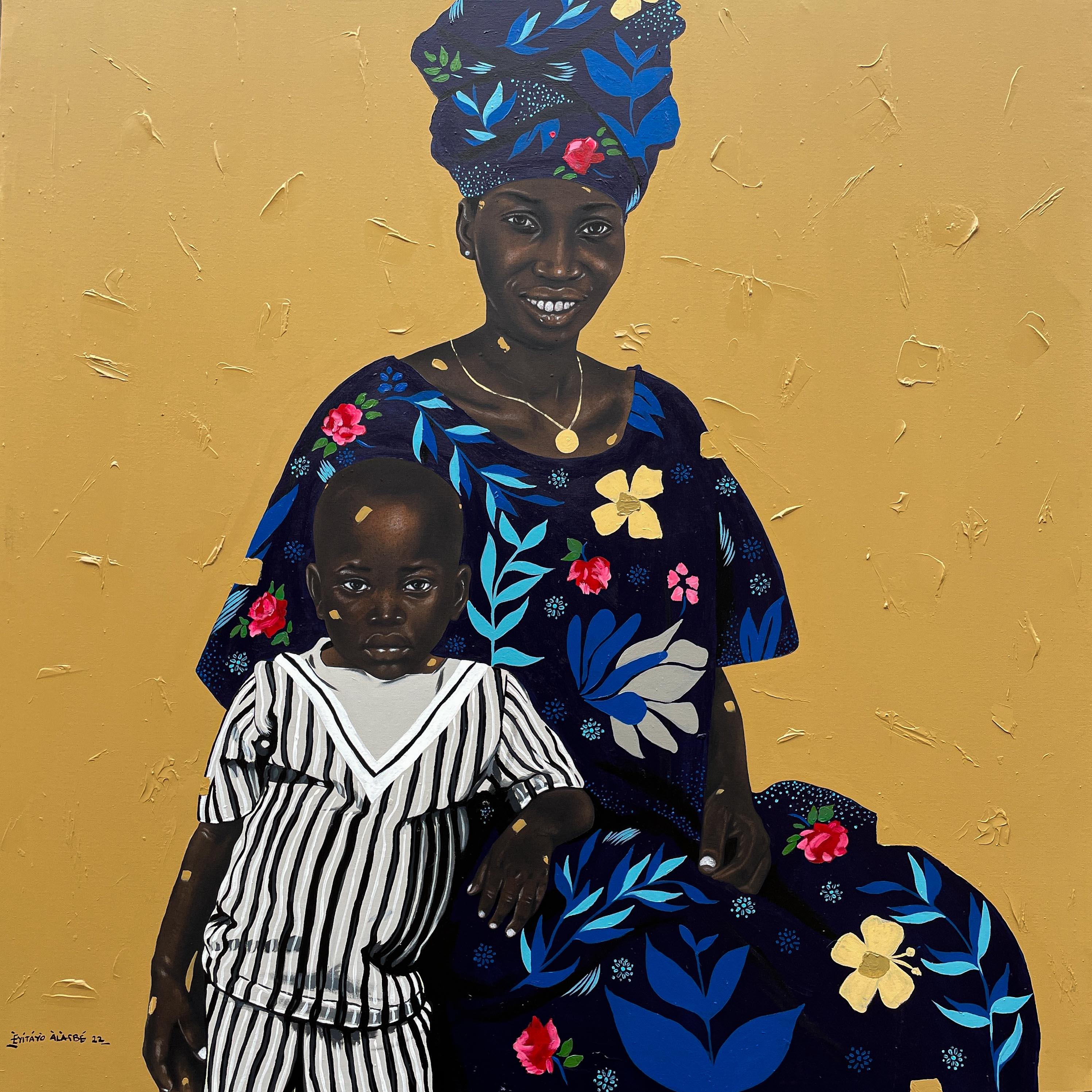 Mother and Child - Mixed Media Art by Eyitayo Alagbe