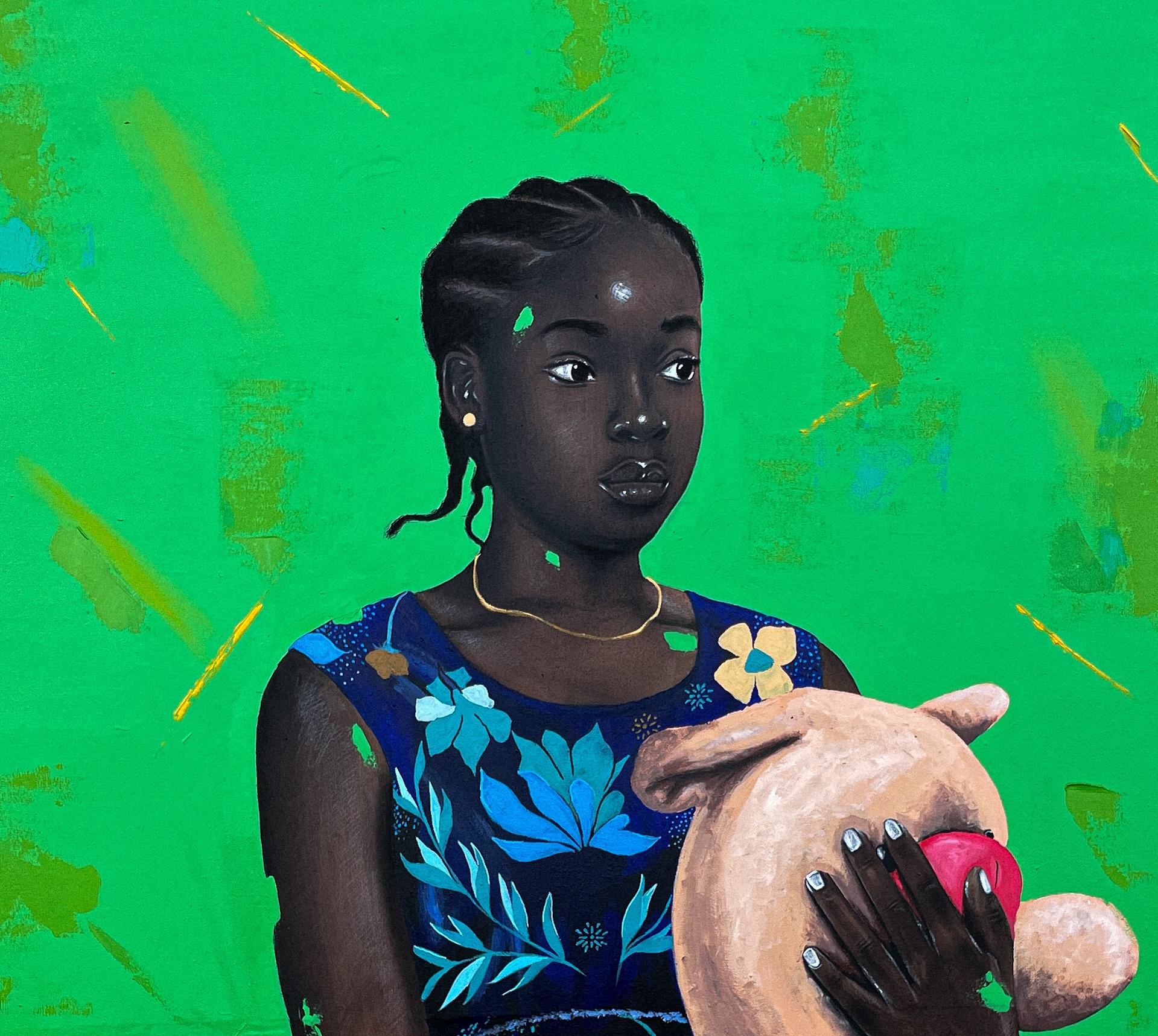Girl Child and Her Companion 2 - Painting by Eyitayo Alagbe