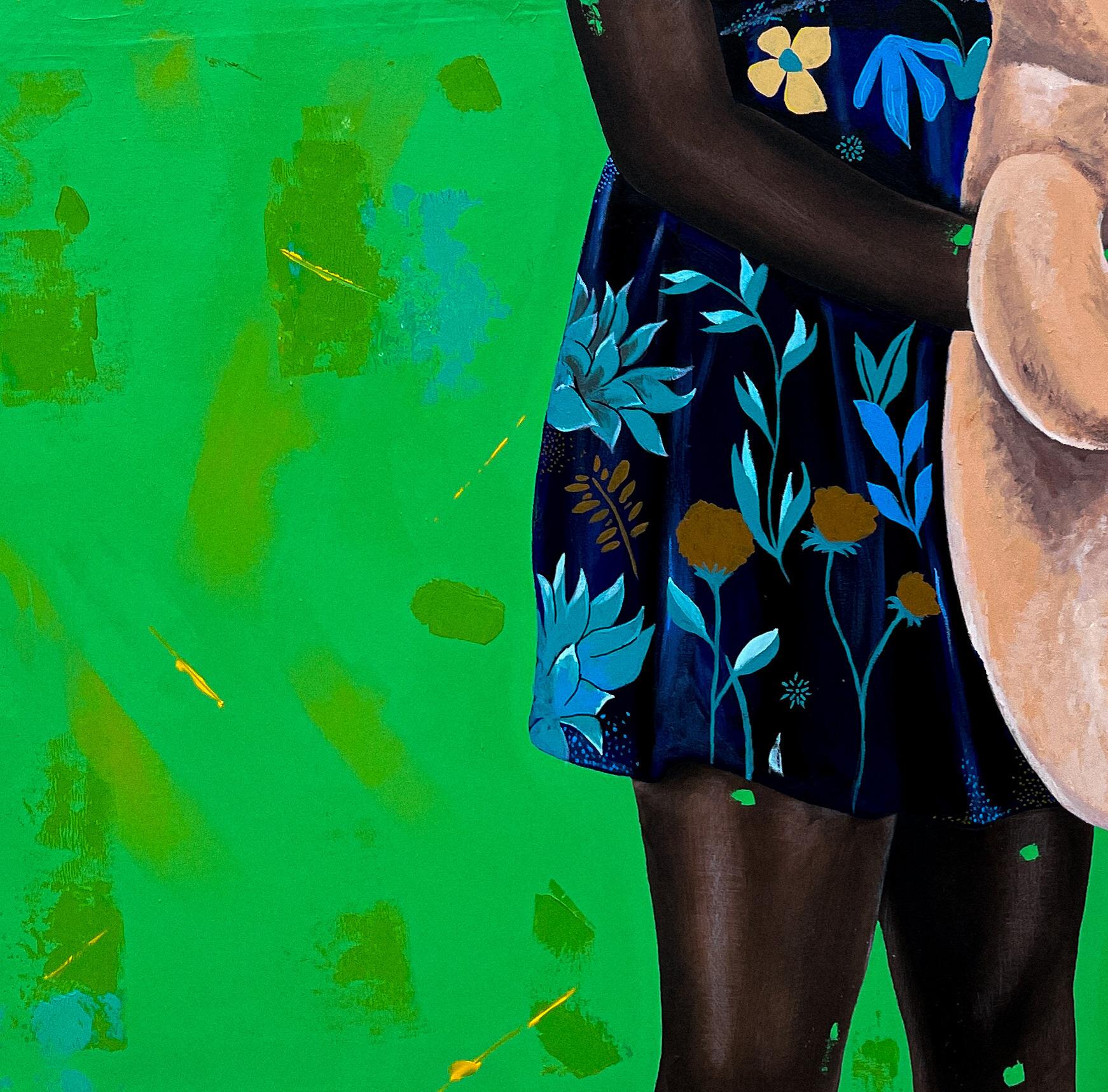 Girl Child and Her Companion 2 - Contemporary Painting by Eyitayo Alagbe