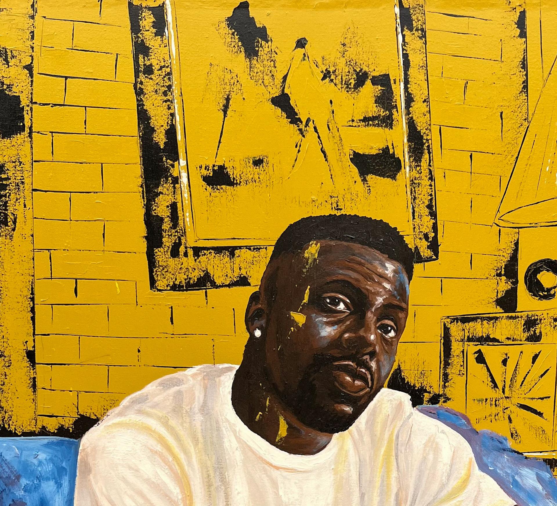 Dopo una lunga giornata 4 -21° secolo, Contemporaneo, Ritratto figurativo, Uomini, Africa - Mixed Media Art Fotorealista di Eyitayo Alagbe 