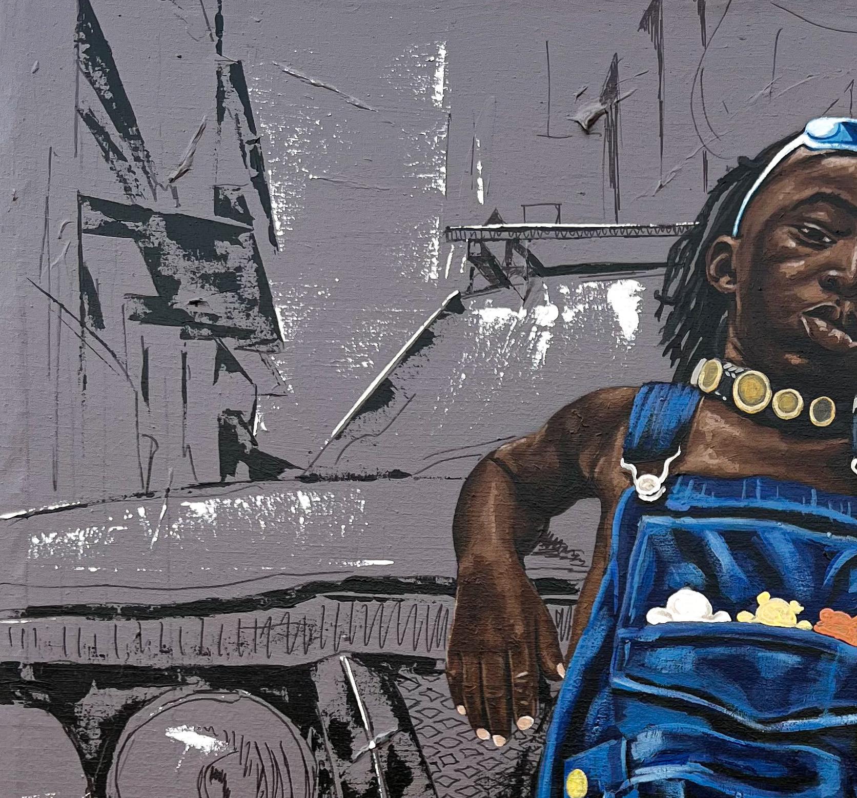 Creative Rebel - 21° secolo, Contemporaneo, Figurativo, Tecnica mista, Bambini - Painting di Eyitayo Alagbe 