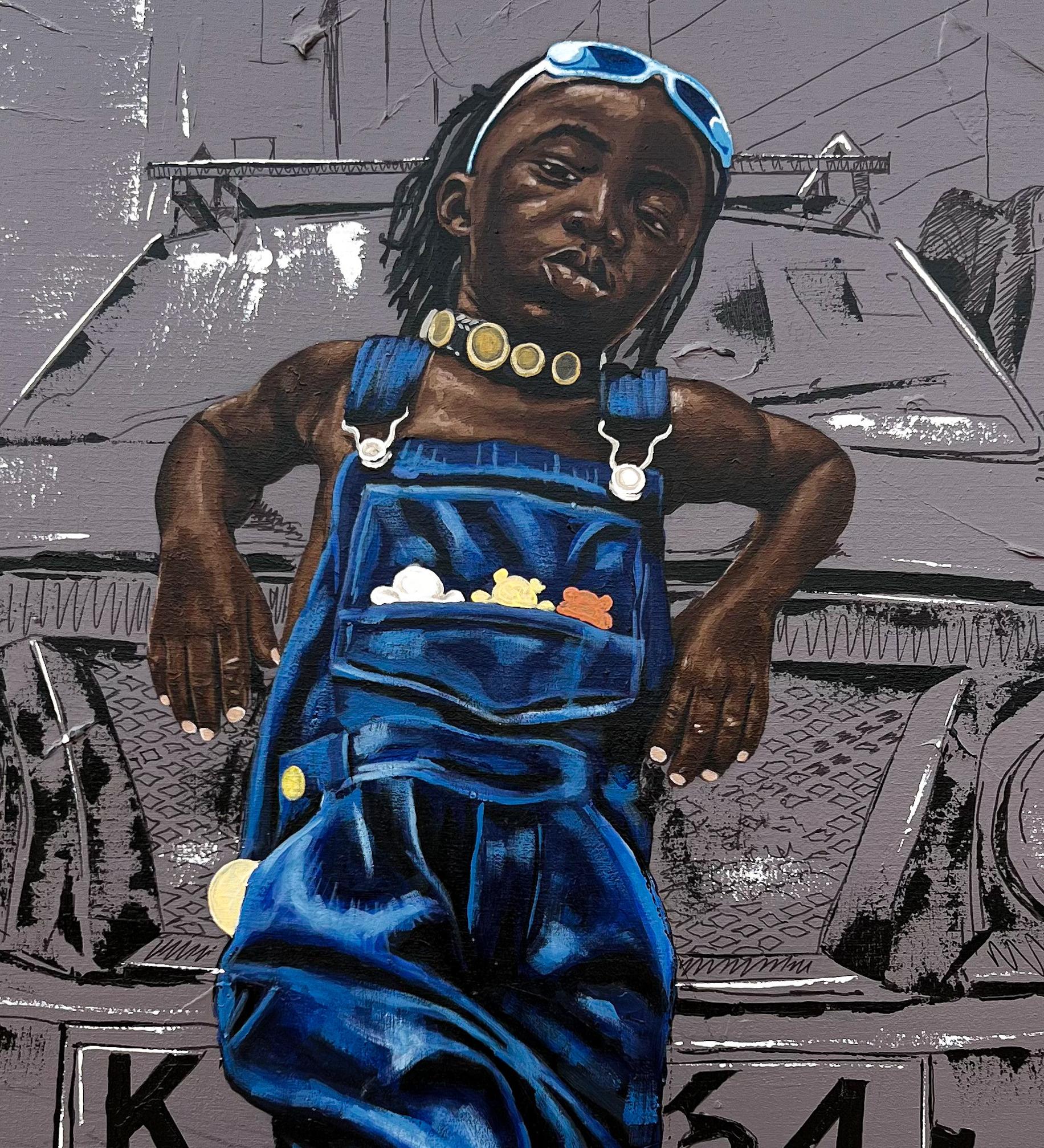 Creative Rebel - 21° secolo, Contemporaneo, Figurativo, Tecnica mista, Bambini in vendita 2
