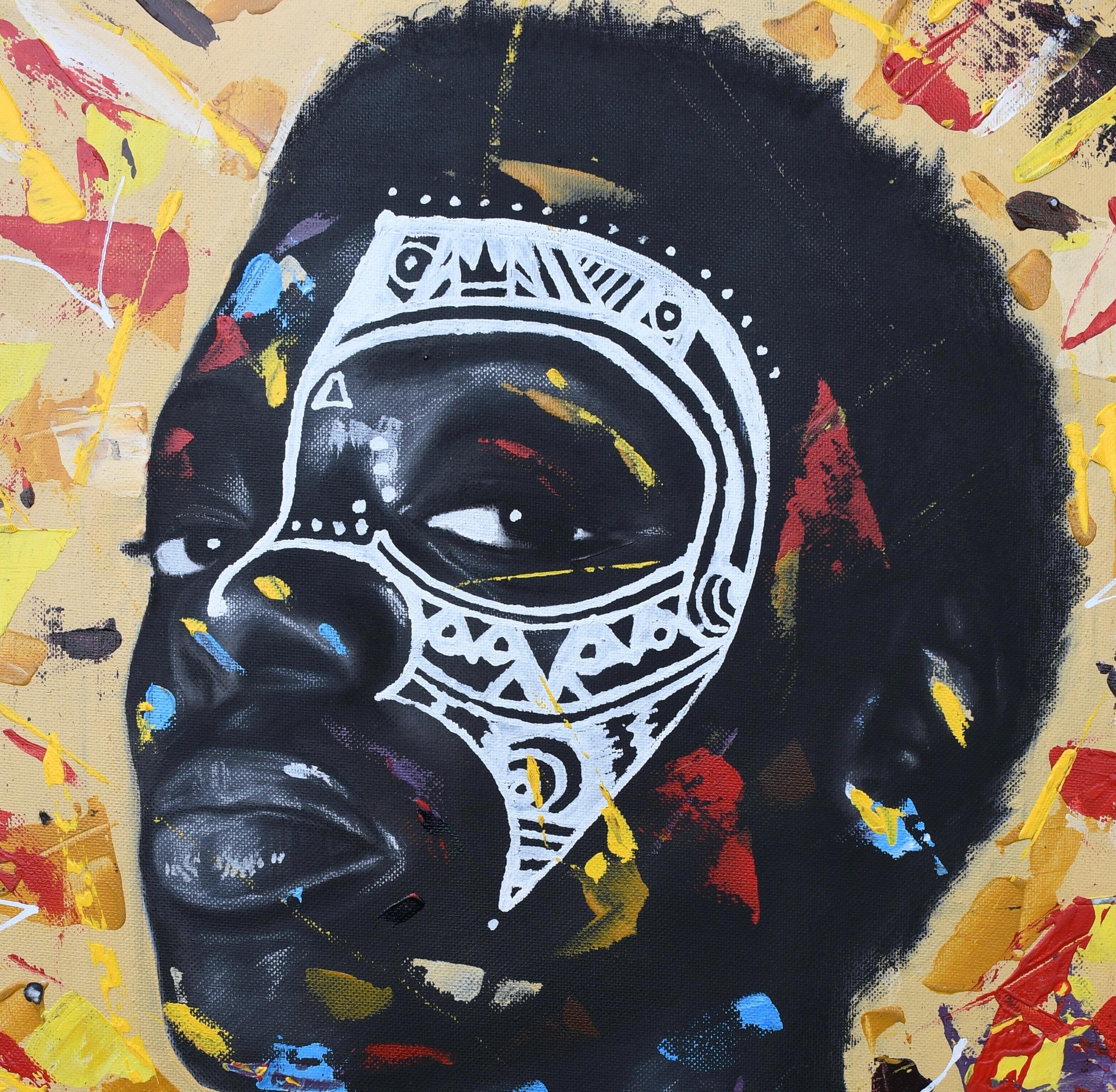 Ebony Queen (series III) - Black Portrait Painting by Eyitayo Alagbe 