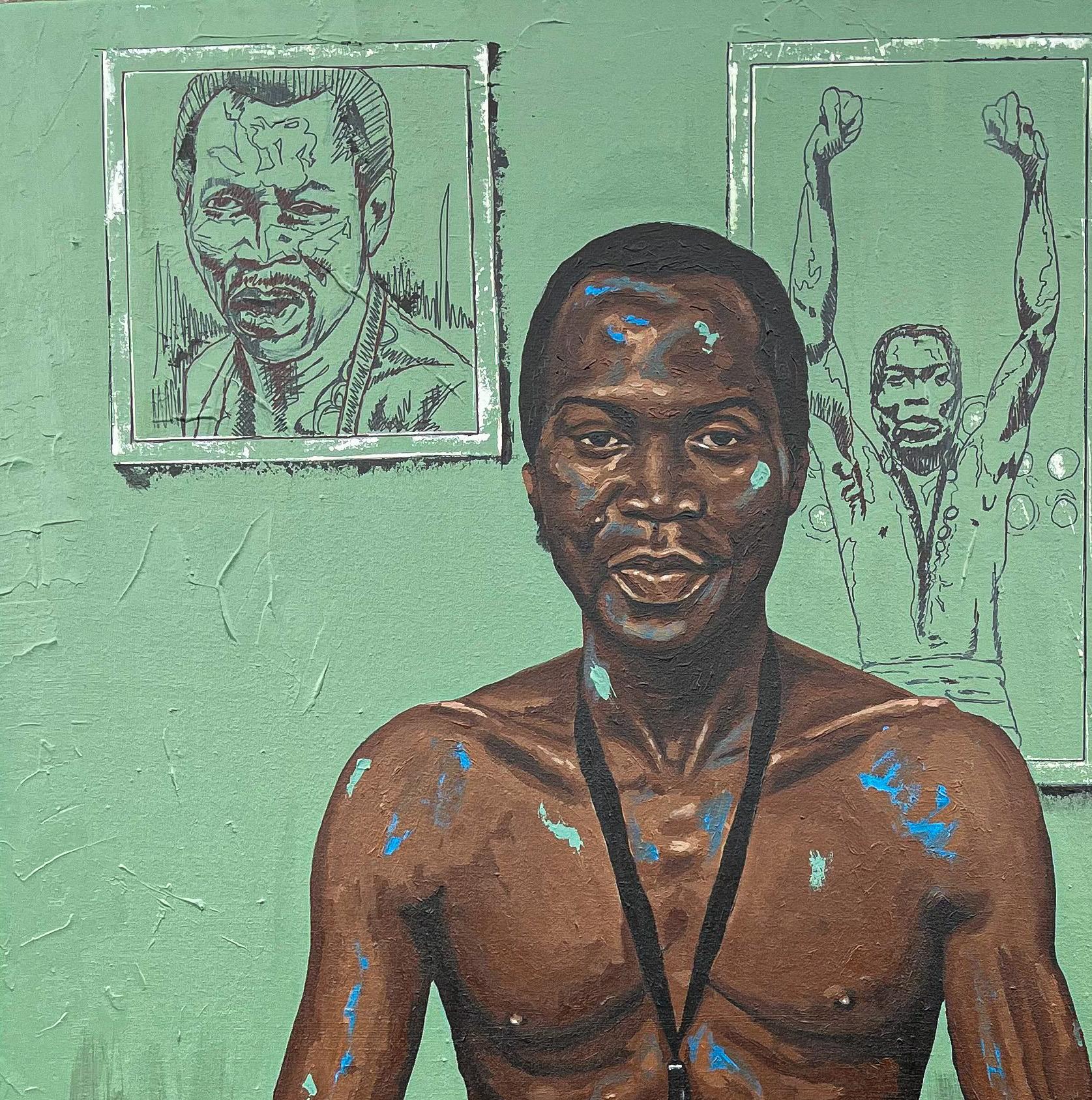 Fela The Black President -21. Jahrhundert, Contemporary, Afrika, Aktivismus, Demokratie (Expressionismus), Mixed Media Art, von Eyitayo Alagbe 