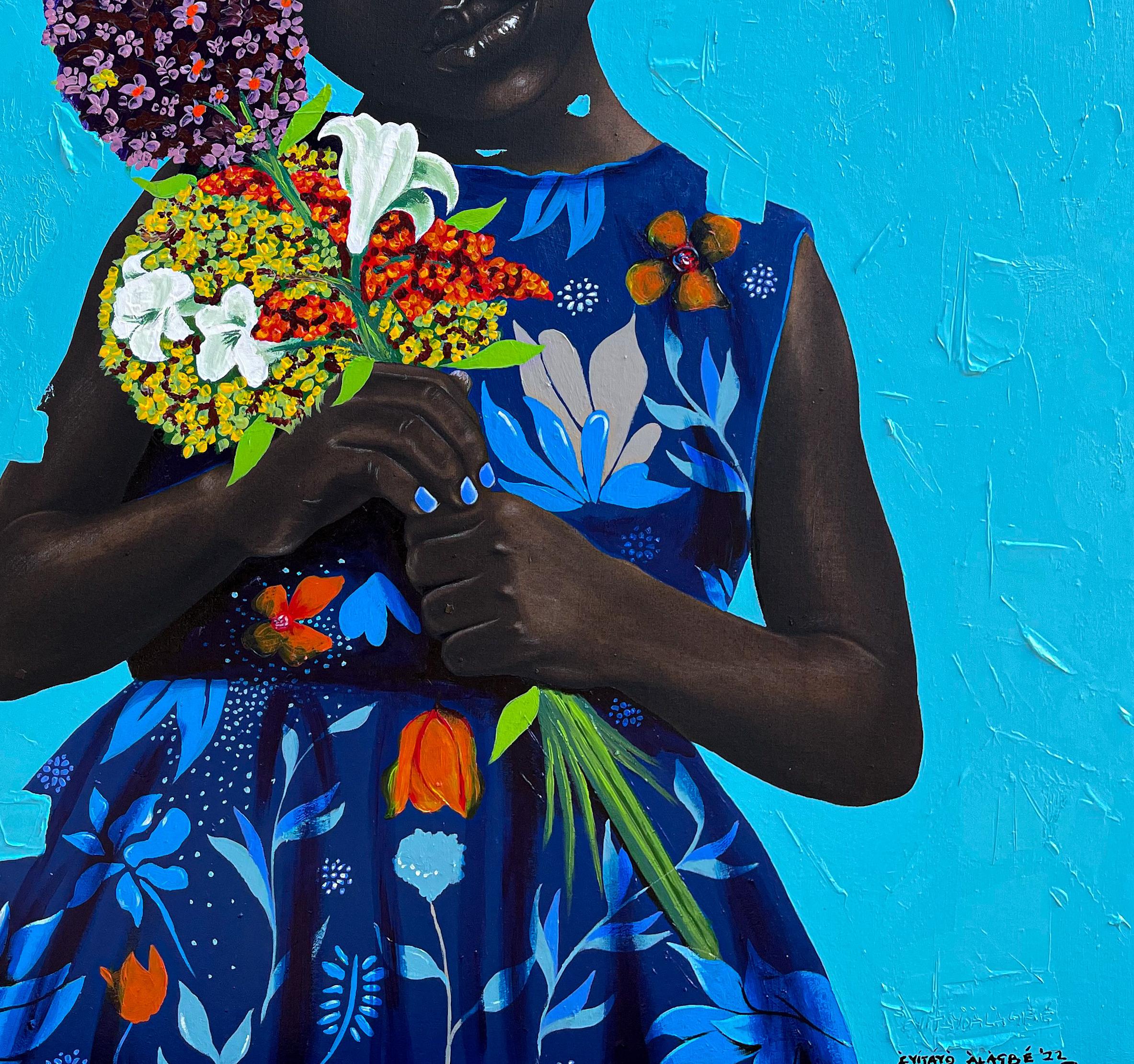 Give Us Our Flowers - Expressionist Mixed Media Art by Eyitayo Alagbe 
