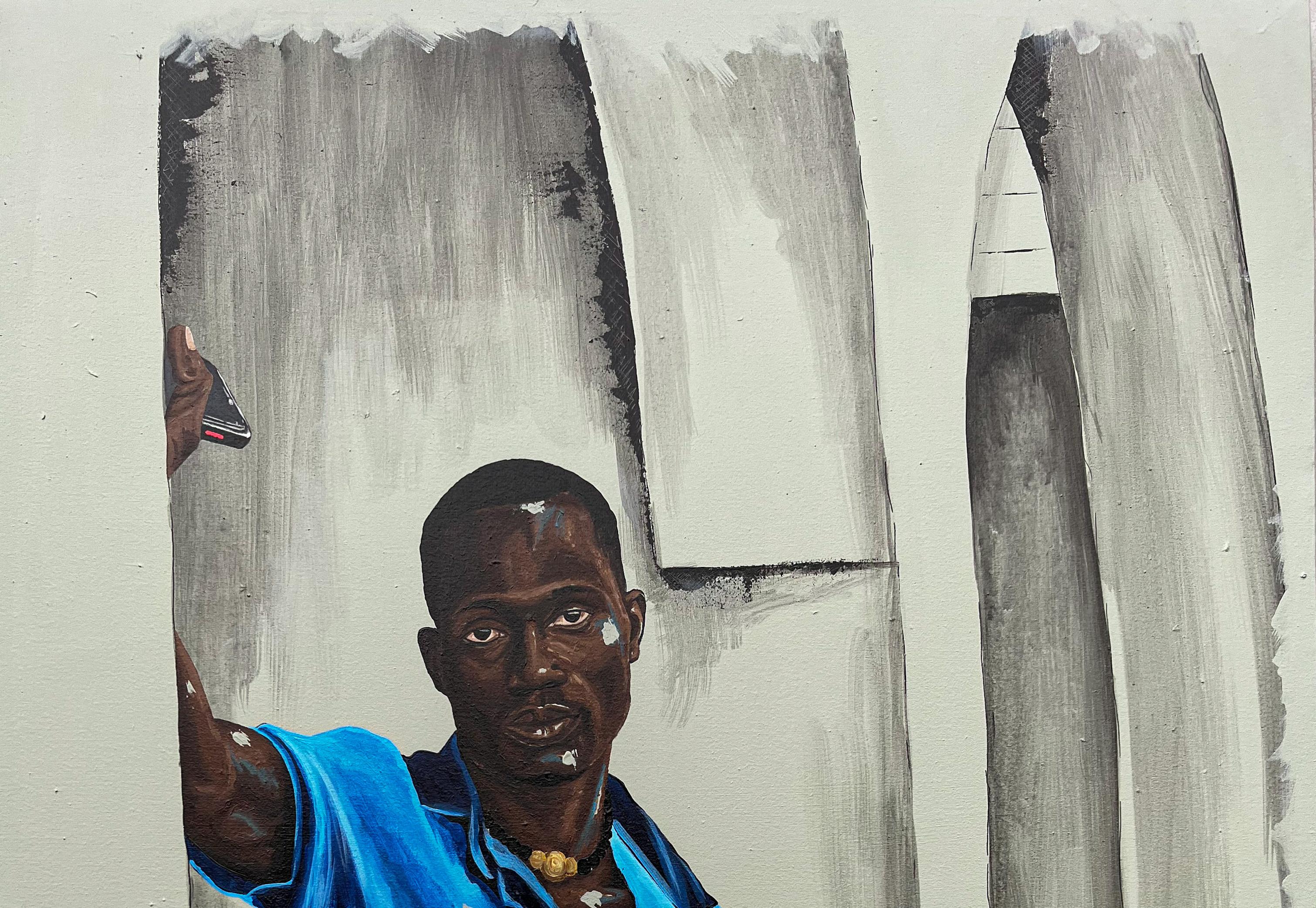 Home Alone This Saturday Morning -21st Century, Contemporary, Figurative, Africa - Realist Mixed Media Art by Eyitayo Alagbe 